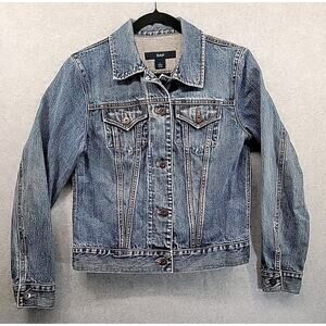 GAP Y2K Denim Jean Jacket Women's Size Medium 100% Cotton With Faded Wash 2002